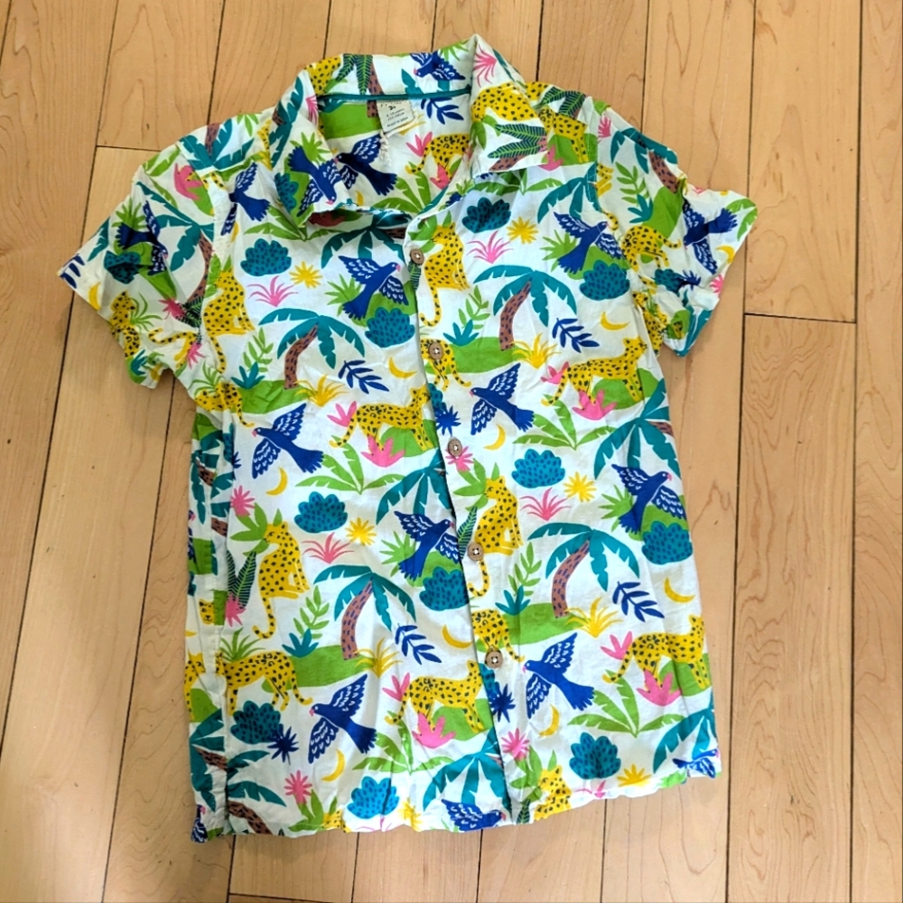 Frugi Colourful Kids Jungle Print Organic Cotton Shirt - 10 Years